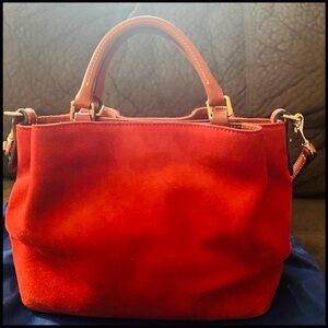 Elegant Red Suede Handbag
Dooney and Burke medium size